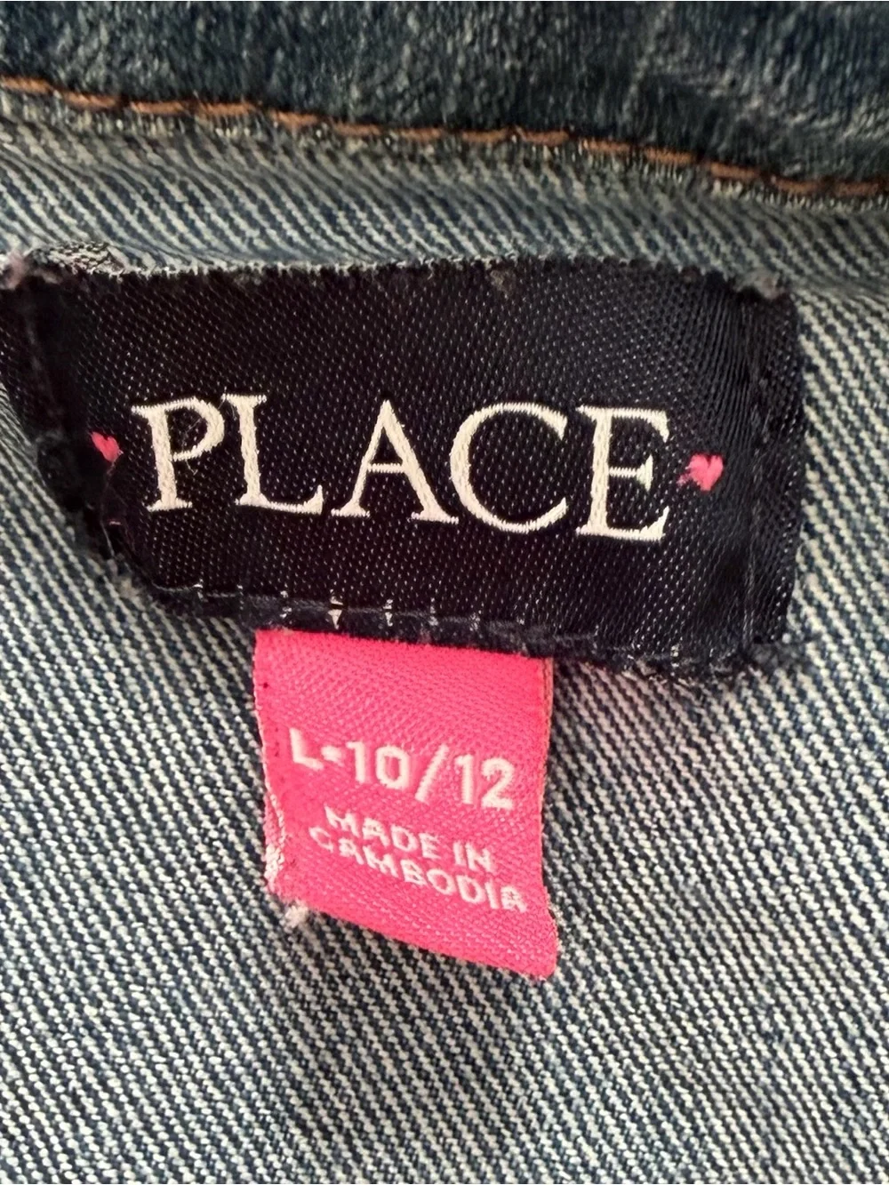 Childrens Place Girls Jacket Size L 10/12 Long Sleeve Button Front Denim Coat